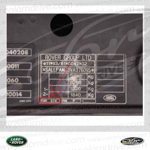 RANGE ROVER boya kodu etiketi örneği 1